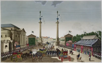 Overhandiging van de Sleutels van Parijs aan Koning Lodewijk XVIII bij de Barrière Saint-Denis op 3 mei 1814, c.1815-20